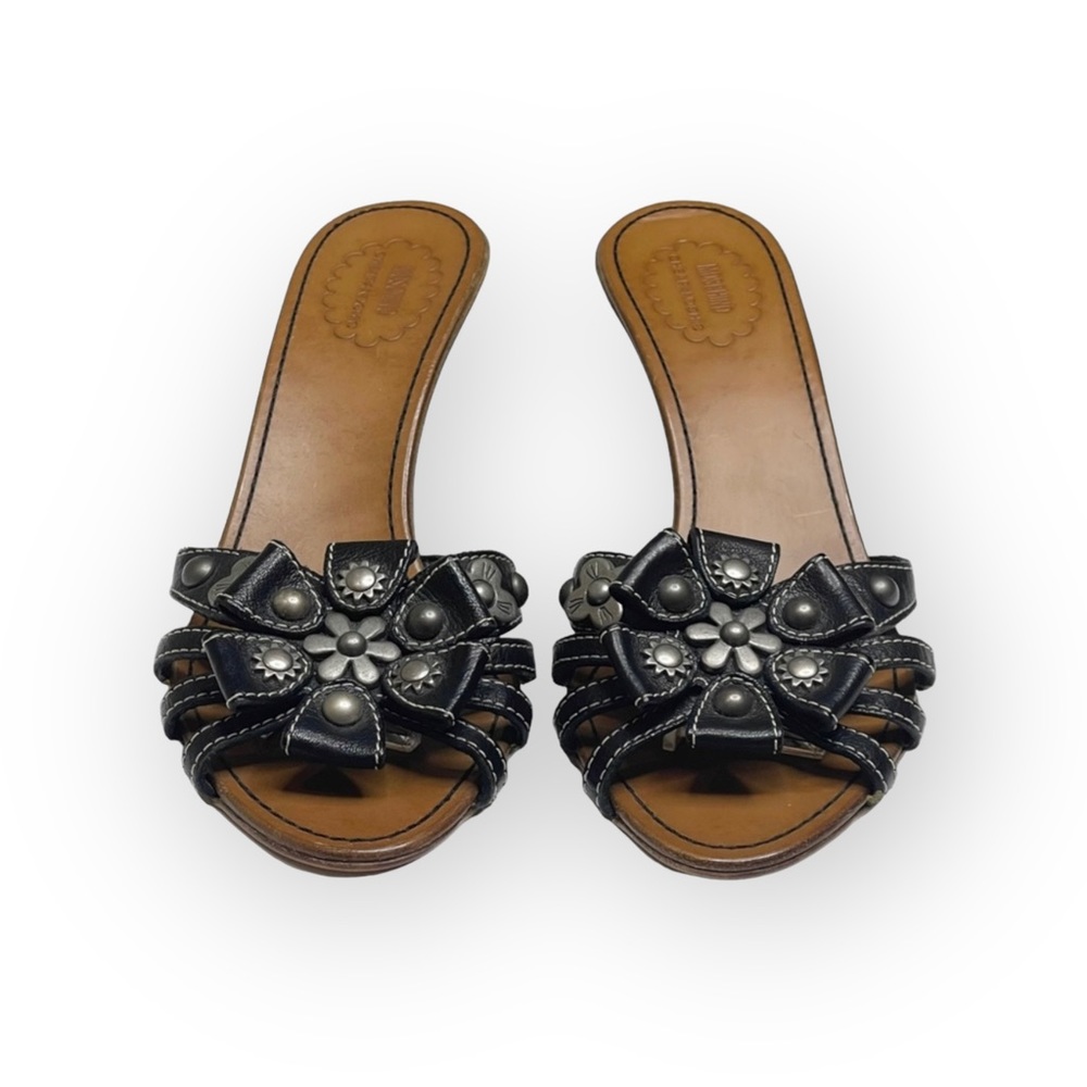 Vintage: new Moschino Cheap + Chic ☻ Intricate Hardware Floral Mule Sandal Heels - Picture 9 of 16